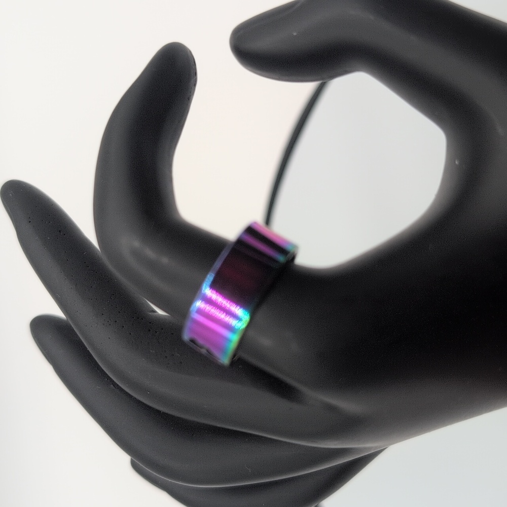 Stainless Steel Iridescent Lightning Bolt Ring - Picture 2 of 7